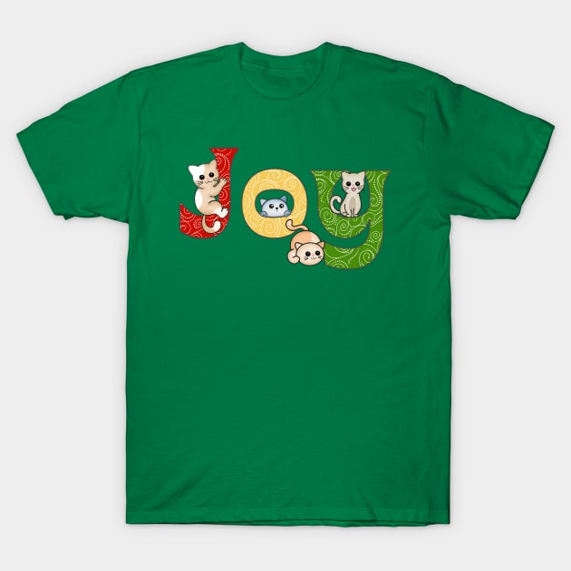 Joy Adorable Christmas Cats T-Shirt by AlondraHanley